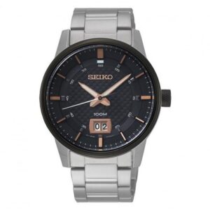 lbwm ĐỒNG HỒ NAM SEIKO SUR285P1 MẶT SỐ ĐEN KIM MẠ VÀNG HỒNG NỔI BẬT