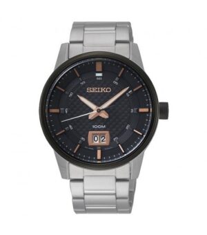 lbwm ĐỒNG HỒ NAM SEIKO SUR285P1 MẶT SỐ ĐEN KIM MẠ VÀNG HỒNG NỔI BẬT