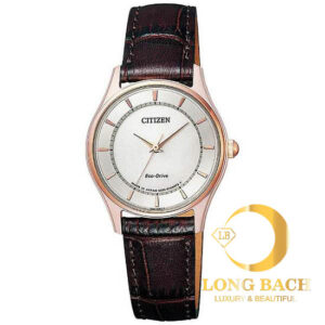 lbwm ĐỒNG HỒ NỮ CITIZEN EM0402-05A MẠ VÀNG DÂY DA NỮ TÍNH